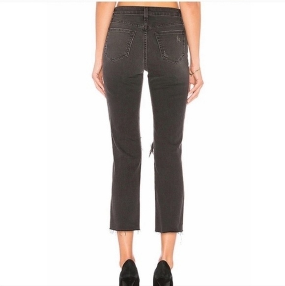 L'agence Audrina Straight Leg crop Jean in Vintage Black Worn Destruct Size 28 - Picture 4 of 16